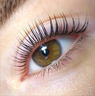 Nærbilde av et brunt øye med løftede vipper